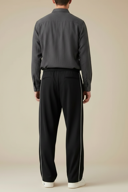 Pantalon Parachute Noir Ample Rayures Homme Sport - Polyester - vue 2