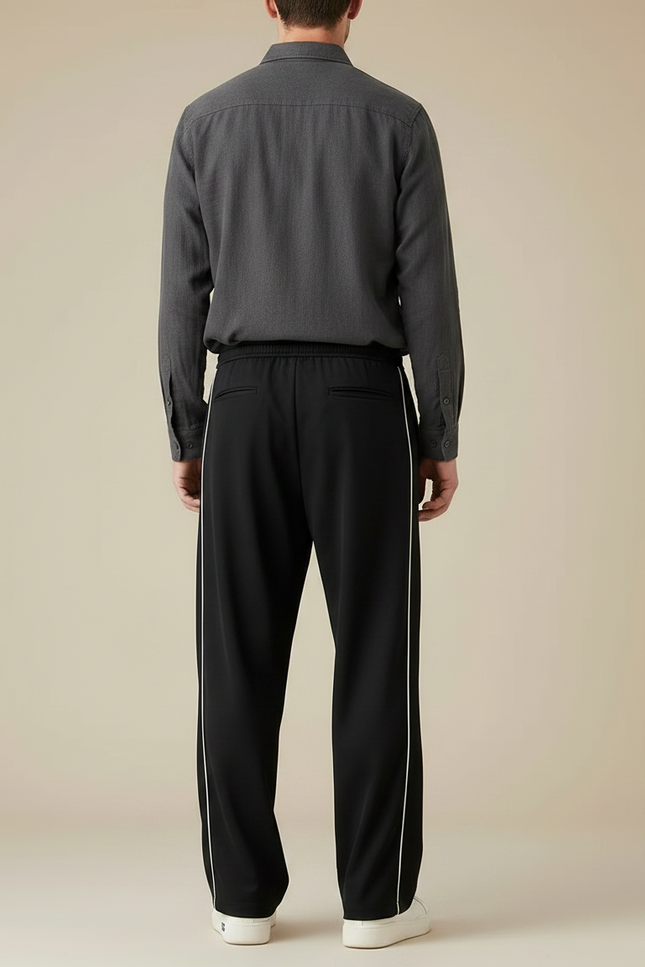 Pantalon Parachute Noir Ample Rayures Homme Sport - Polyester - vue 2