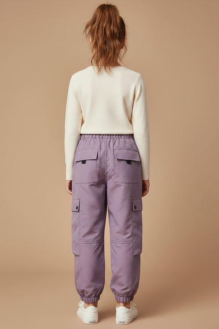 Pantalon Parachute Violet Cargo Ample Enfant Doux - Polyester - vue 2