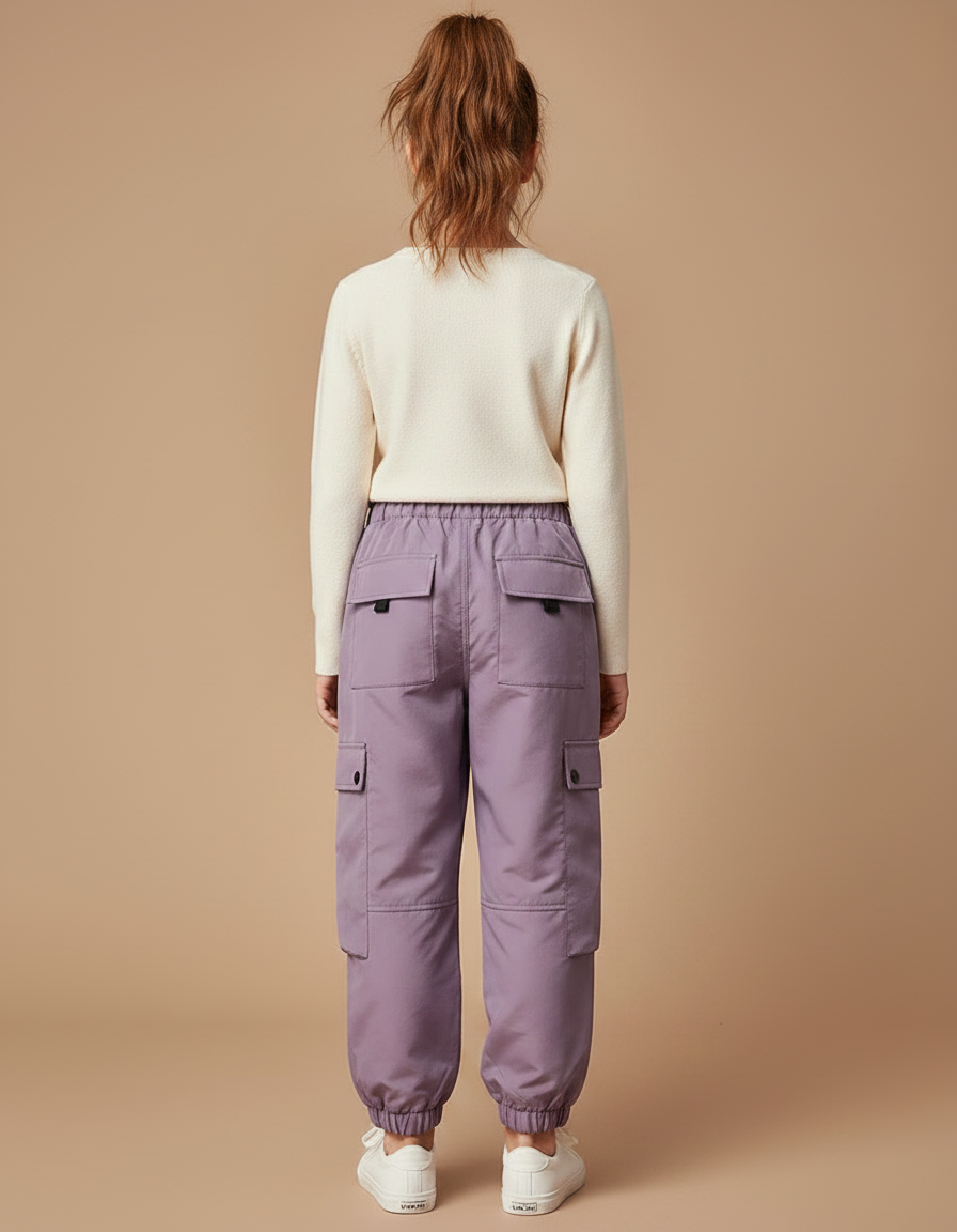 Pantalon Parachute Violet Cargo Ample Enfant Doux - Polyester - vue 2