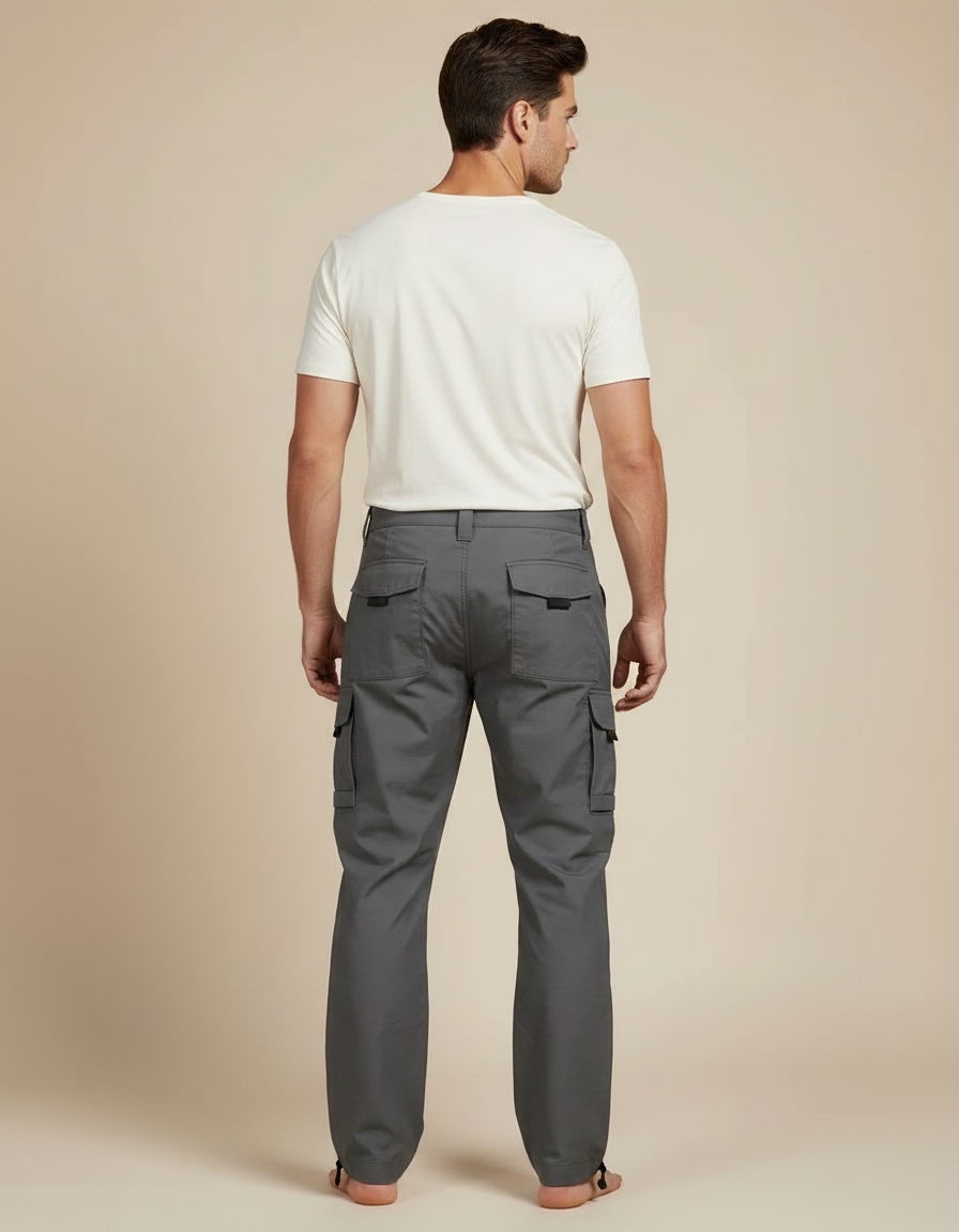 Pantalon Parachute Gris Tactique Ample Résistant Homme - Polyester - vue 2