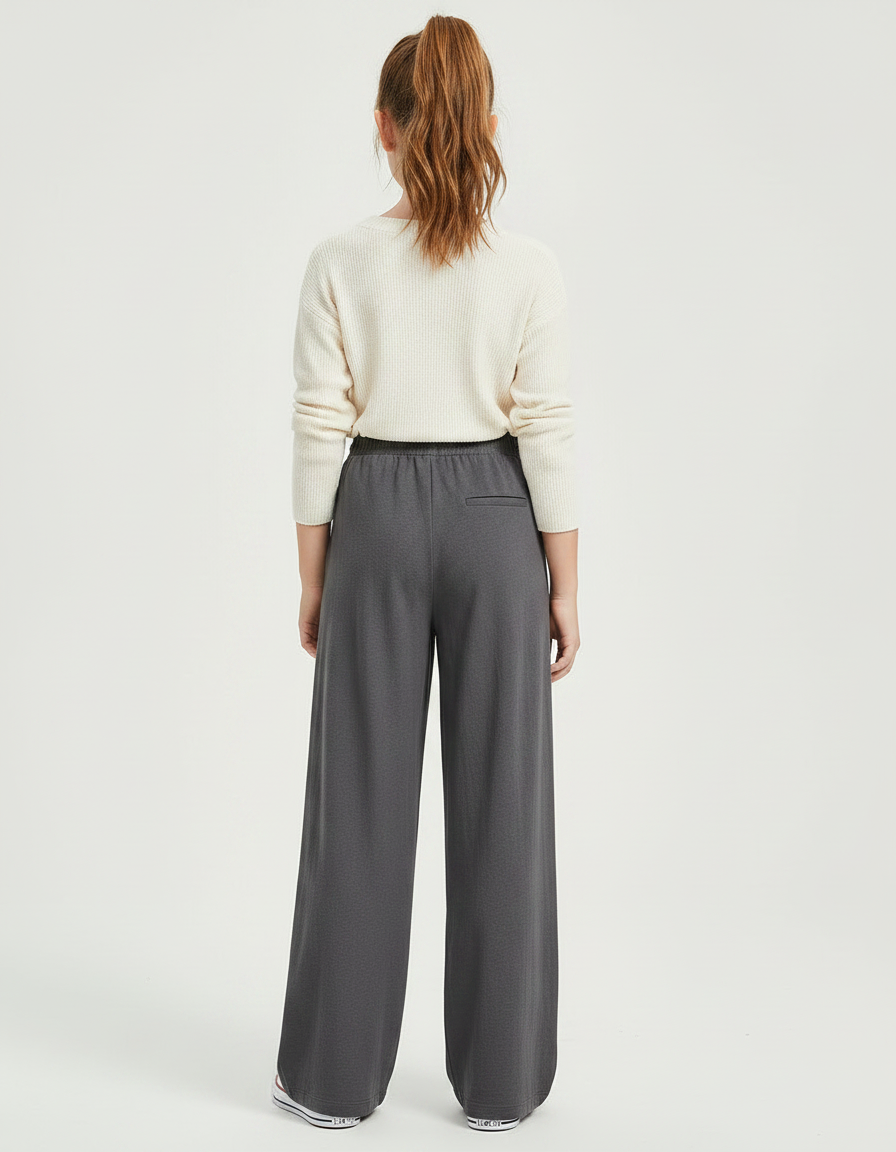 Pantalon Parachute Gris Ample Confortable Fille Décontracté - Molleton - vue 2