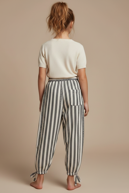 Pantalon Parachute Rayé Ample Cordon Décontracté Fille - Multicolore Maille - vue 2