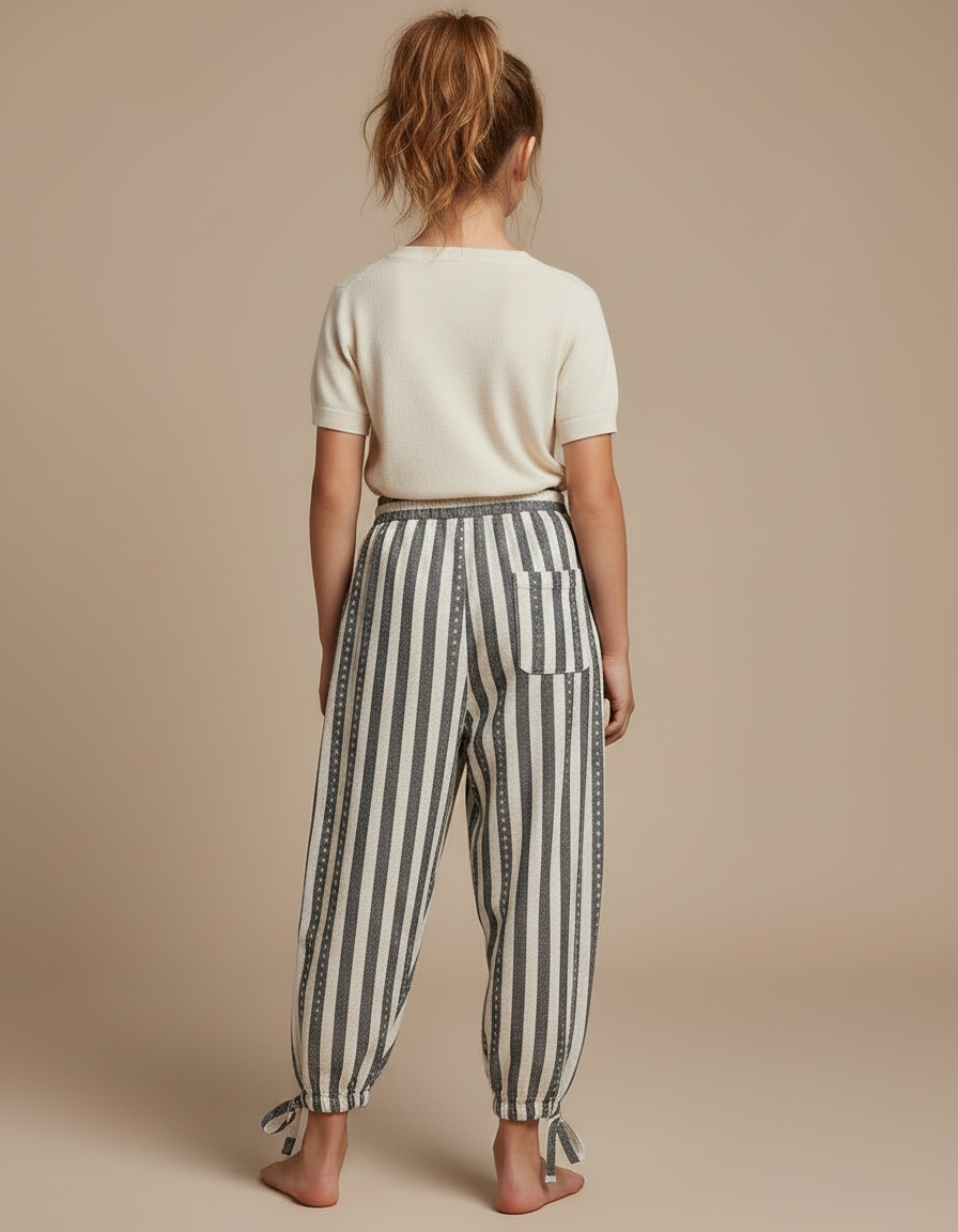 Pantalon Parachute Rayé Ample Cordon Décontracté Fille - Multicolore Maille - vue 2