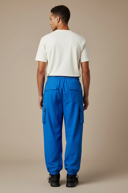 Pantalon Parachute Bleu Électrique Cargo Fluide Décontracté Homme - Polyester - vue 2
