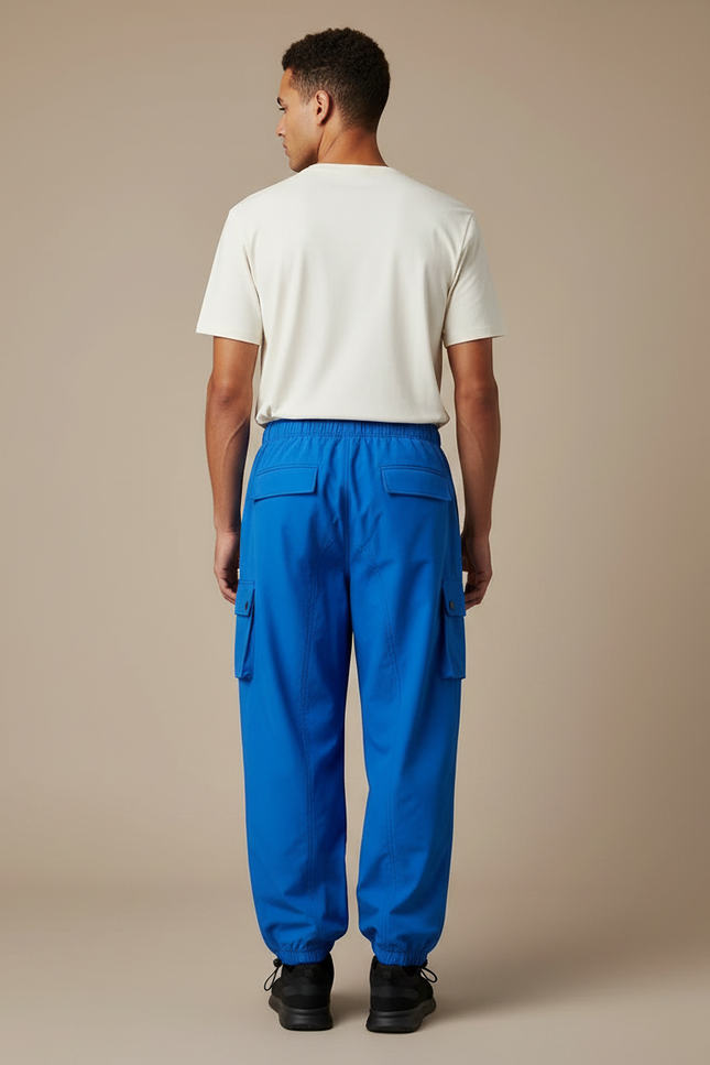 Pantalon Parachute Bleu Électrique Cargo Fluide Décontracté Homme - Polyester - vue 2