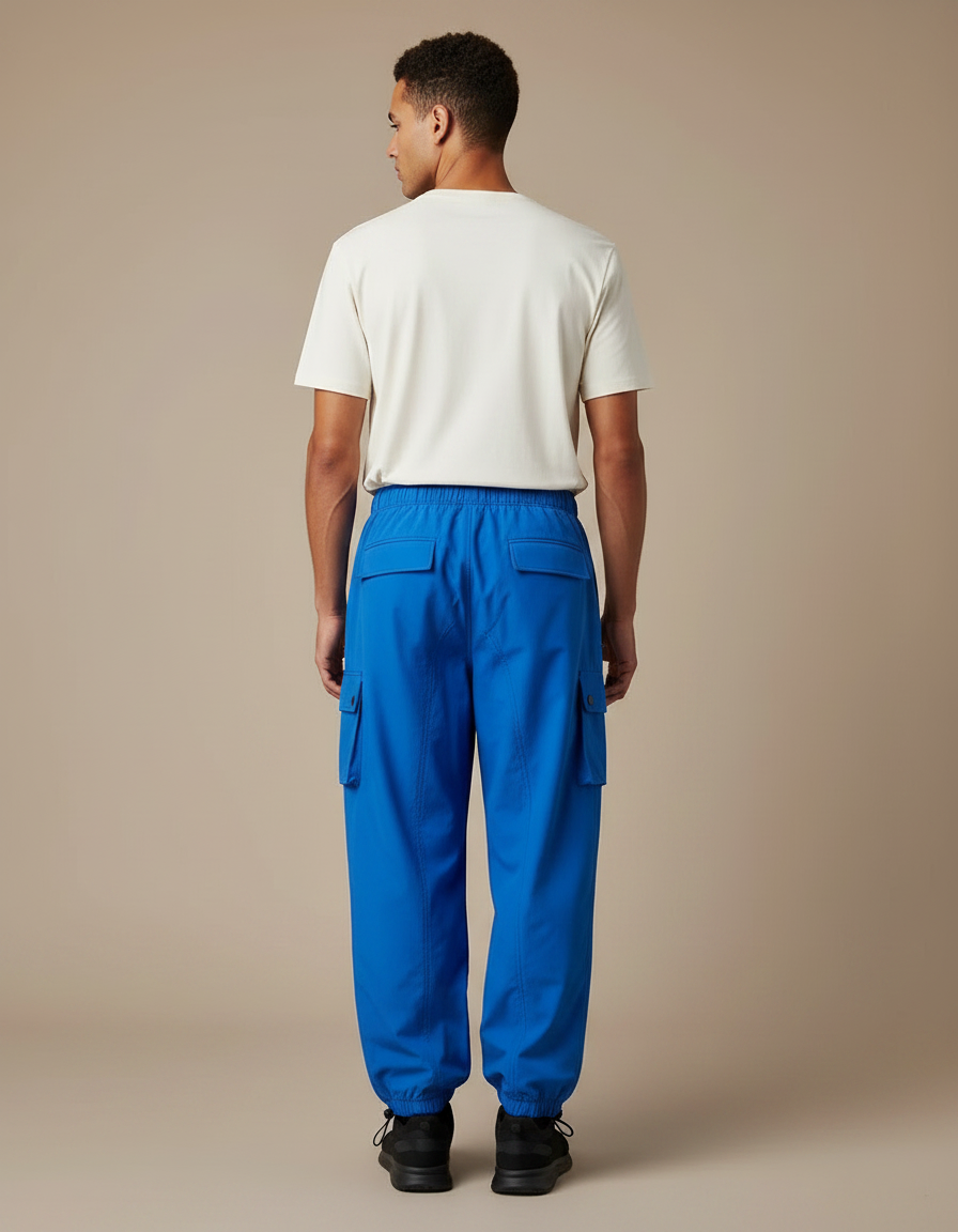 Pantalon Parachute Bleu Électrique Cargo Fluide Décontracté Homme - Polyester - vue 2