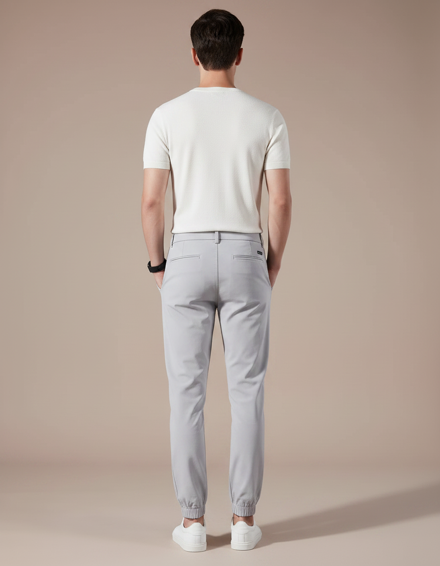Pantalon Parachute Gris Clair Droit Nylon Élégant Homme - Polyester - vue 2
