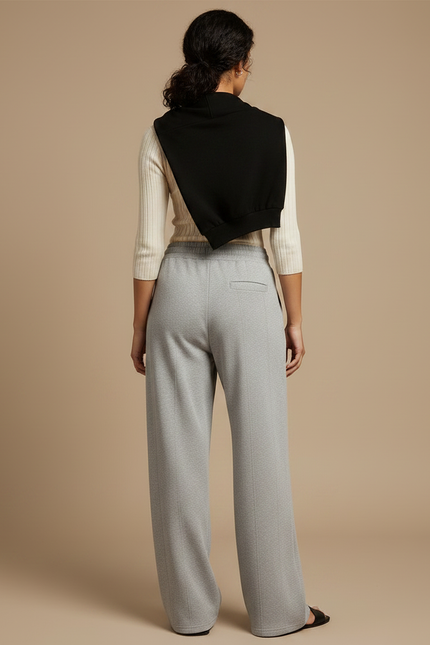 Pantalon Parachute Gris Ample Droit Molletonné Confortable - vue 2