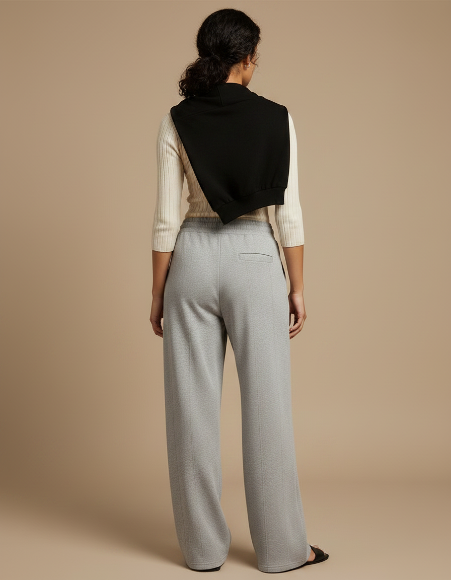 Pantalon Parachute Gris Ample Droit Molletonné Confortable - vue 2