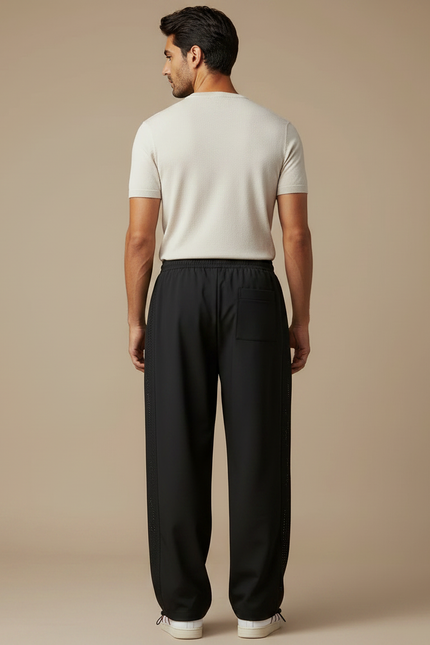 Pantalon Parachute Noir Ample Décontracté Homme Maille - Polyester - vue 2