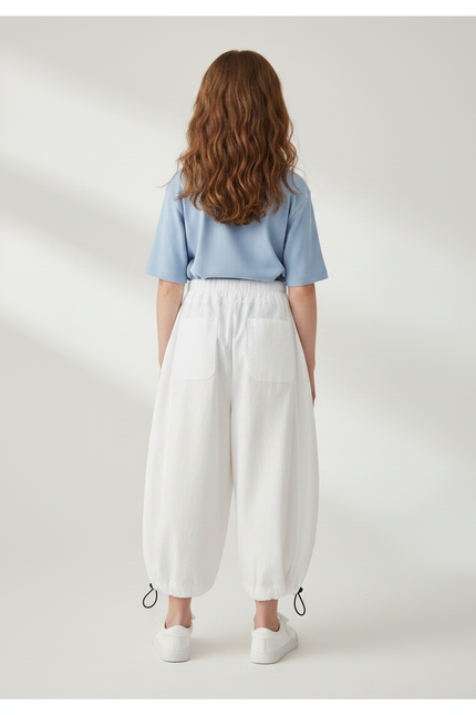 Pantalon Parachute Blanc Ample Bouffant Enfant Coton - vue 2