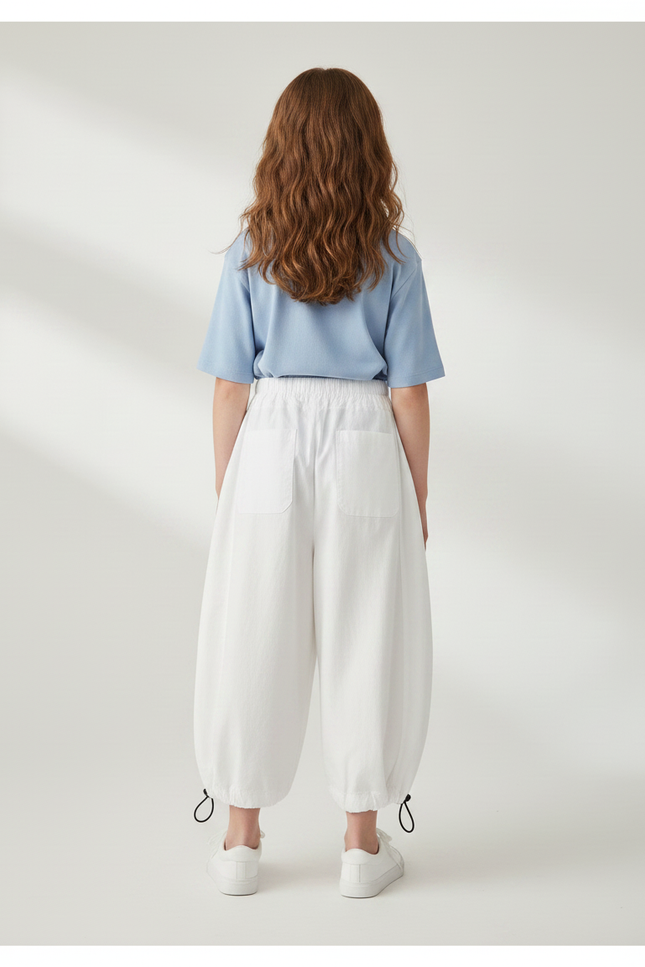 Pantalon Parachute Blanc Ample Bouffant Enfant Coton - vue 2