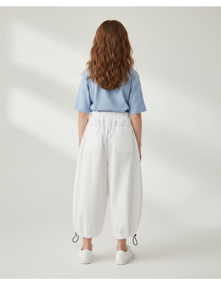 Pantalon Parachute Blanc Ample Bouffant Enfant Coton - vue 2