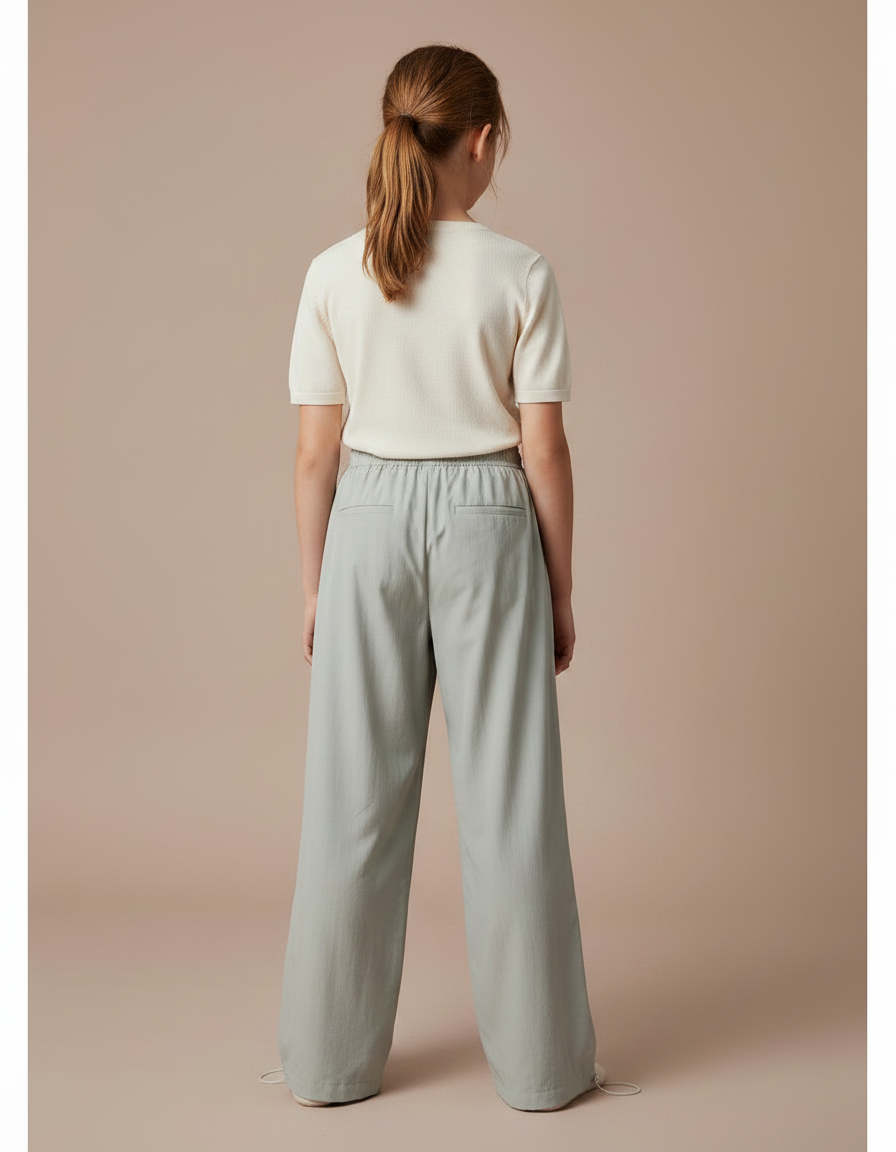 Pantalon Parachute Vert Ample Fluide Fille - Viscose - vue 2