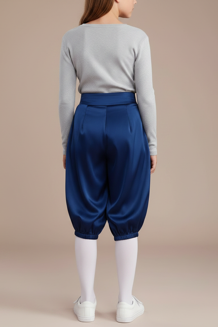 Pantalon Parachute Garçon Bleu Marine Taille Haute - Satin - vue 2