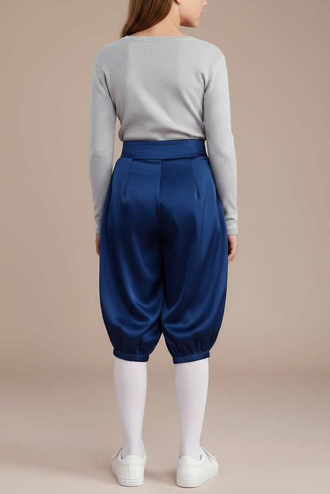 Pantalon Parachute Garçon Bleu Marine Taille Haute - Satin - vue 2