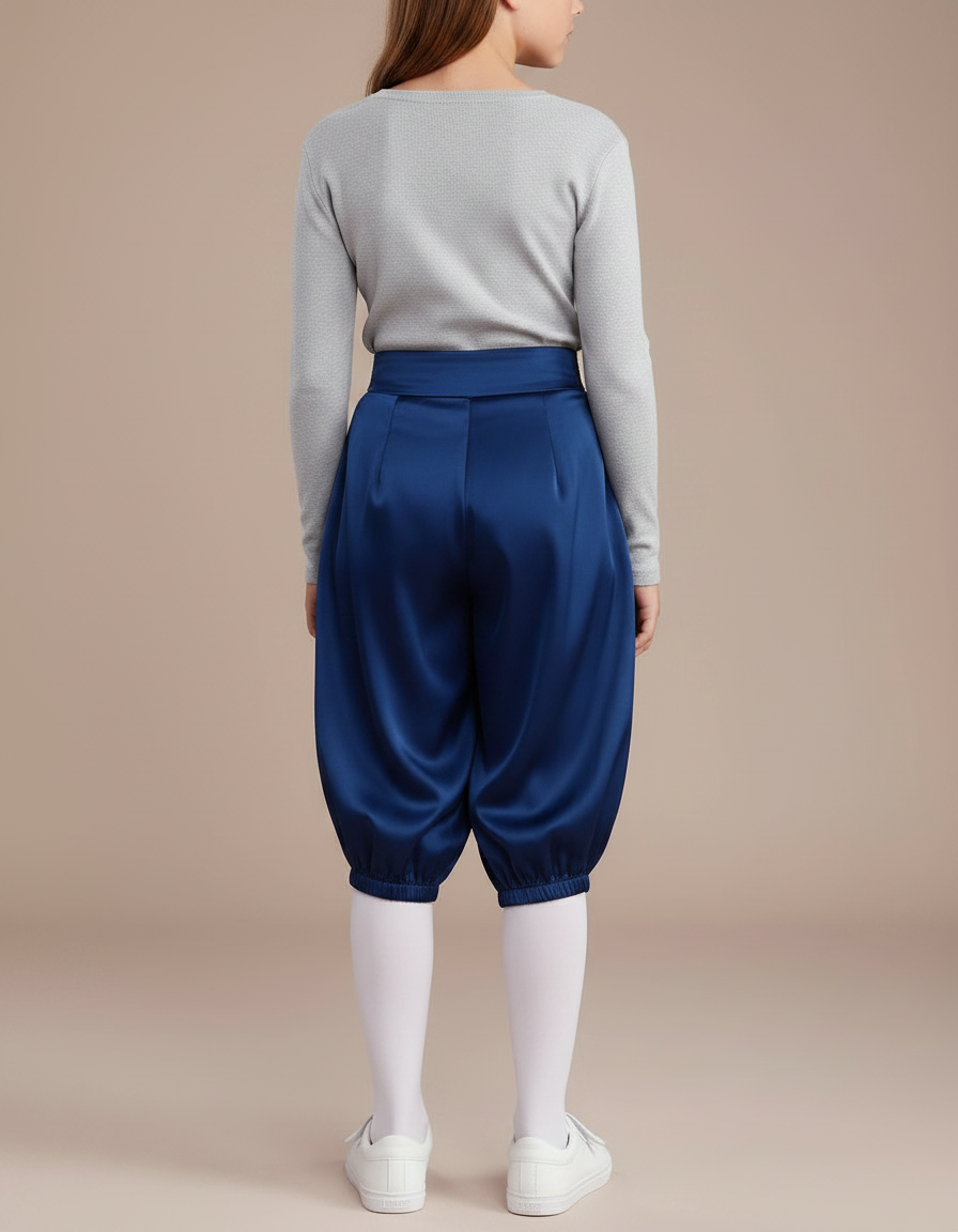 Pantalon Parachute Garçon Bleu Marine Taille Haute - Satin - vue 2