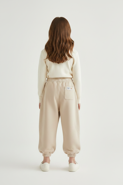 Pantalon Parachute Beige Ample Confortable Enfant - Molleton - vue 2