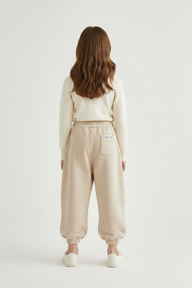 Pantalon Parachute Beige Ample Confortable Enfant - Molleton - vue 2