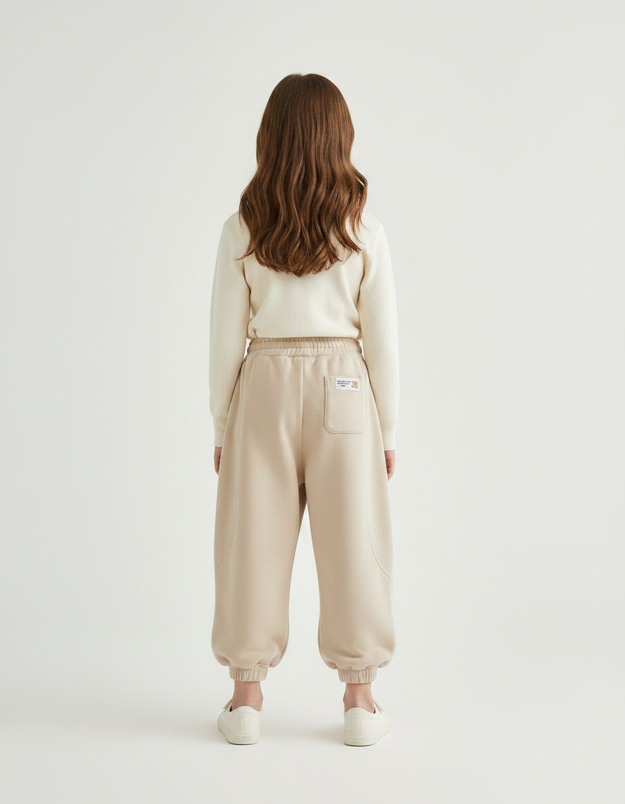 Pantalon Parachute Beige Ample Confortable Enfant - Molleton - vue 2
