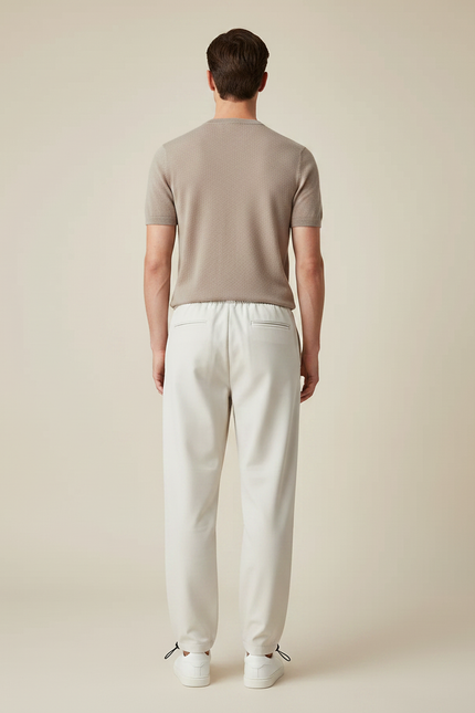 Pantalon Parachute Crème Ample Décontracté Cordon Homme - Beige Polyester - vue 2
