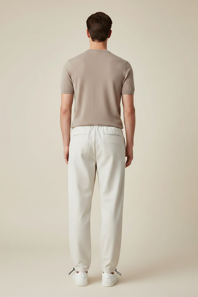 Pantalon Parachute Crème Ample Décontracté Cordon Homme - Beige Polyester - vue 2