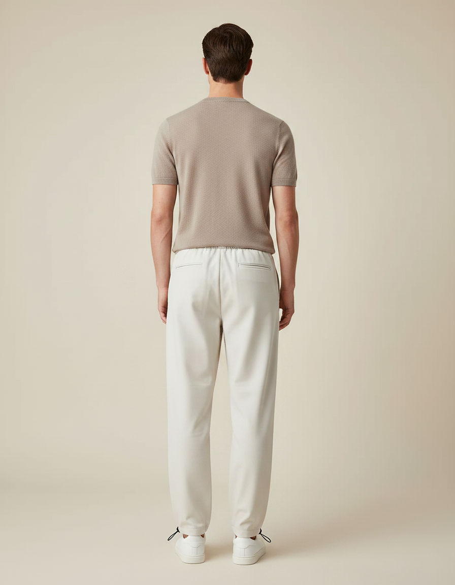 Pantalon Parachute Crème Ample Décontracté Cordon Homme - Beige Polyester - vue 2