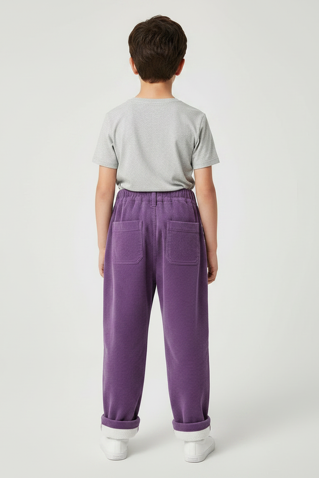 Pantalon Parachute Violet Côtelé Ample Élastiqué Décontracté - Cordé - vue 2