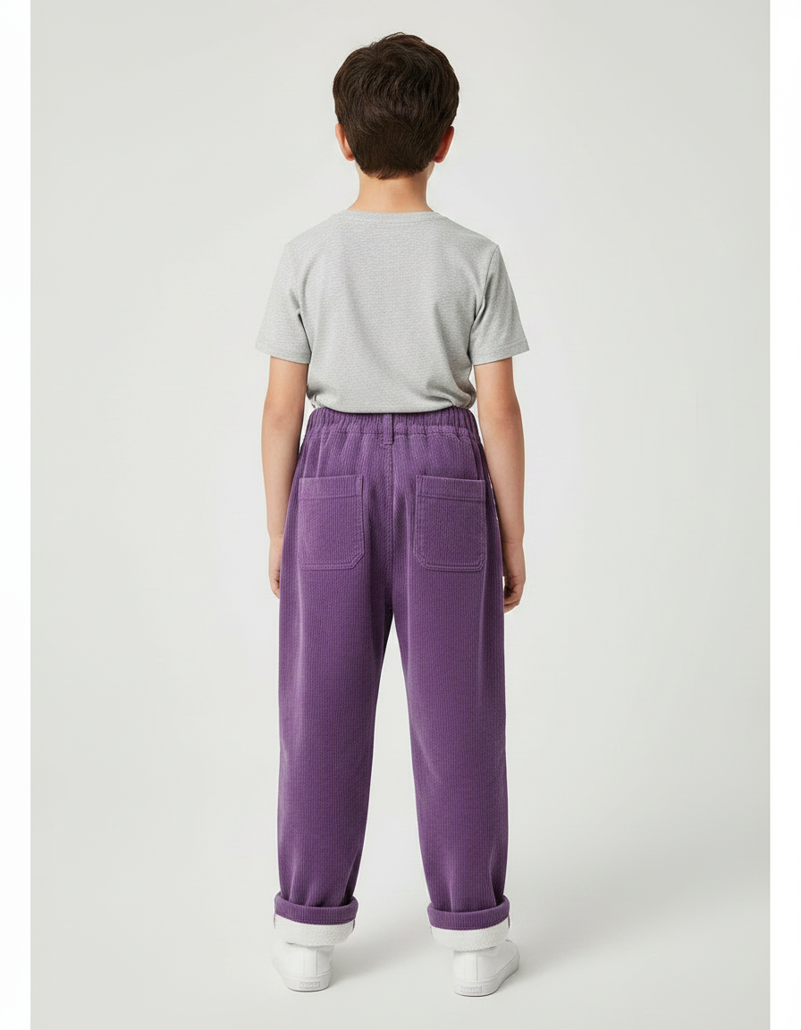 Pantalon Parachute Violet Côtelé Ample Élastiqué Décontracté - Cordé - vue 2