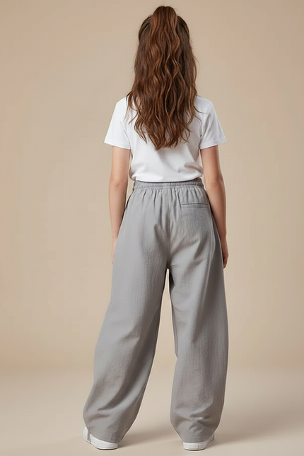 Pantalon Parachute Fille Gris Baggy - Viscose - vue 2