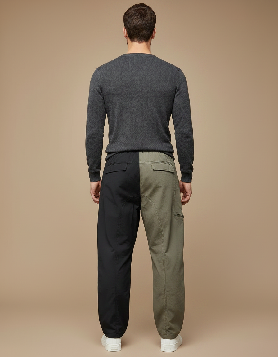 Pantalon Parachute Bicolore Ample Décontracté Homme Moderne - Multicolore Polyester - vue 2