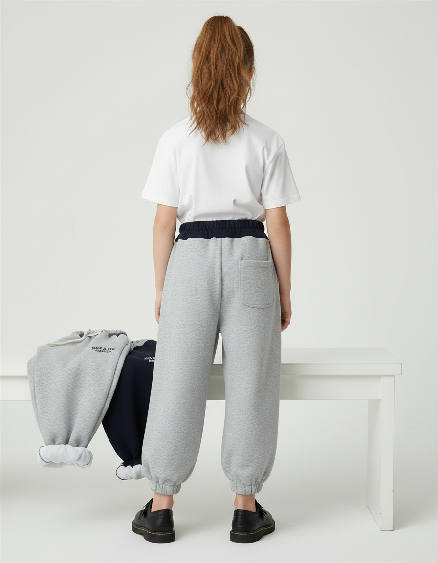 Pantalon Parachute Gris Ample Sport Enfant Unisexe - Molleton - vue 2
