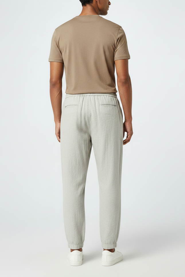 Pantalon Parachute Gris Clair Coton Lin Décontracté Homme - vue 2