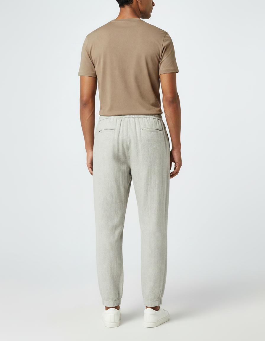 Pantalon Parachute Gris Clair Coton Lin Décontracté Homme - vue 2