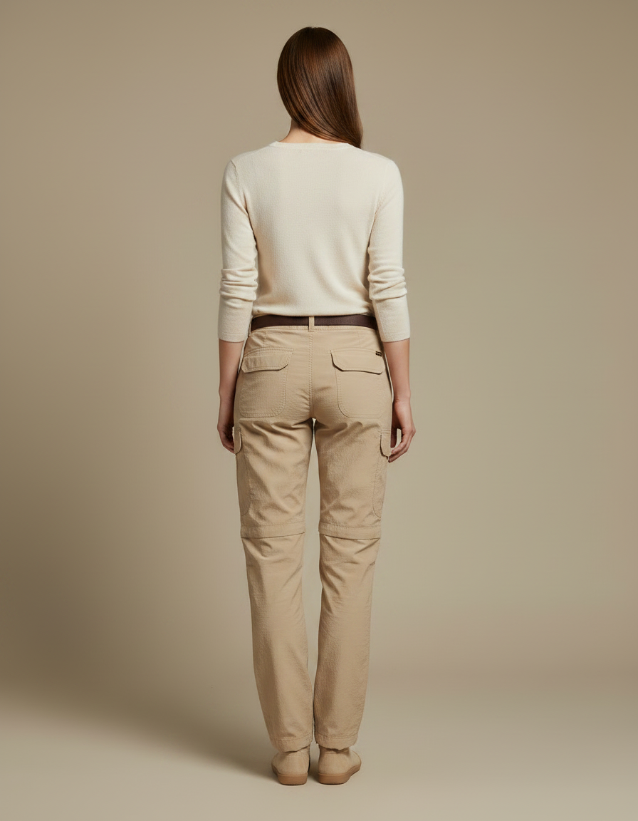 Pantalon Parachute Beige Convertible Cargo Femme - Polyester - vue 2