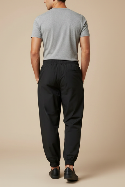Pantalon Parachute Noir Ample Cordon Homme Coton - Polyester - vue 2