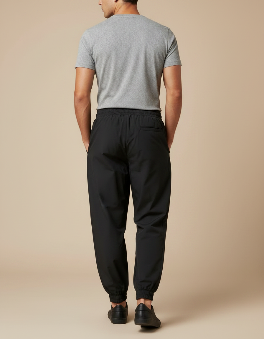 Pantalon Parachute Noir Ample Cordon Homme Coton - Polyester - vue 2