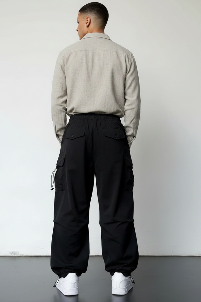 Pantalon Parachute Homme - Noir Polyester - vue 2