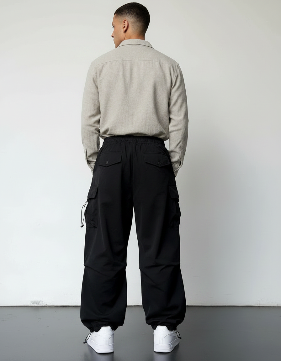 Pantalon Parachute Homme - Noir Polyester - vue 2