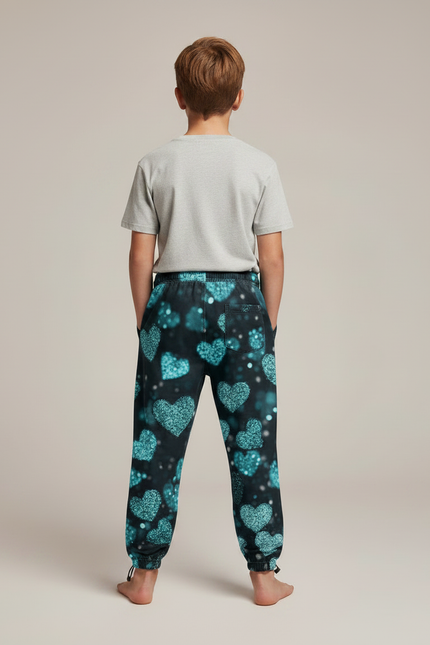 Pantalon Parachute Noir Cœurs Scintillants Garçon Décontracté - Polyester - vue 2
