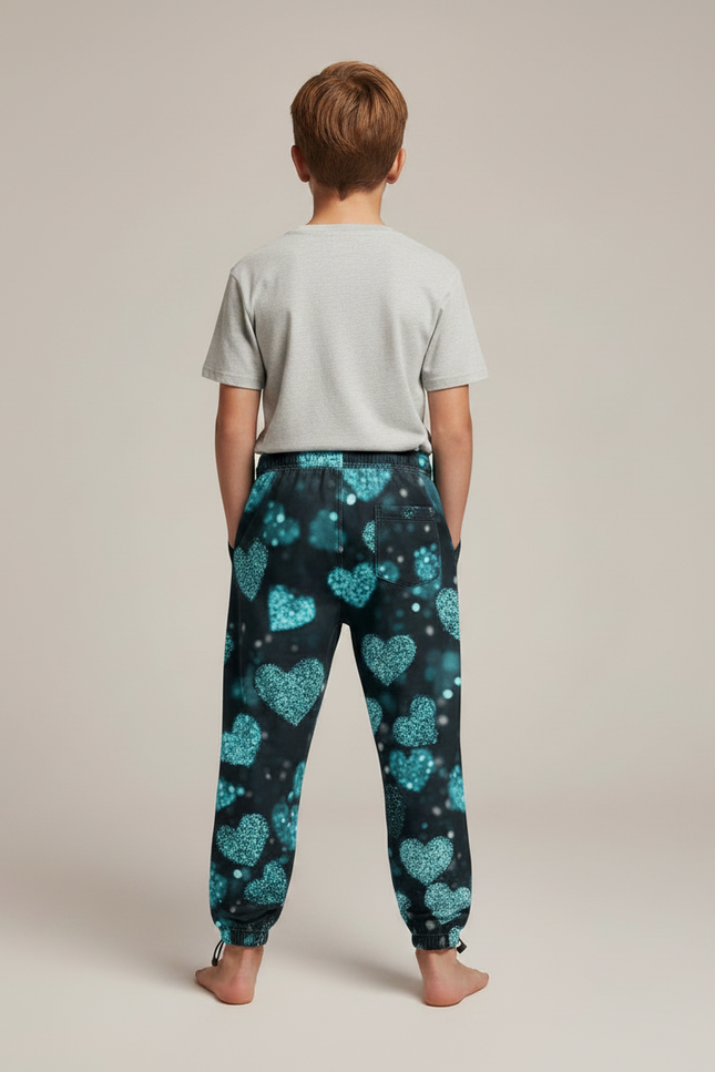 Pantalon Parachute Noir Cœurs Scintillants Garçon Décontracté - Polyester - vue 2