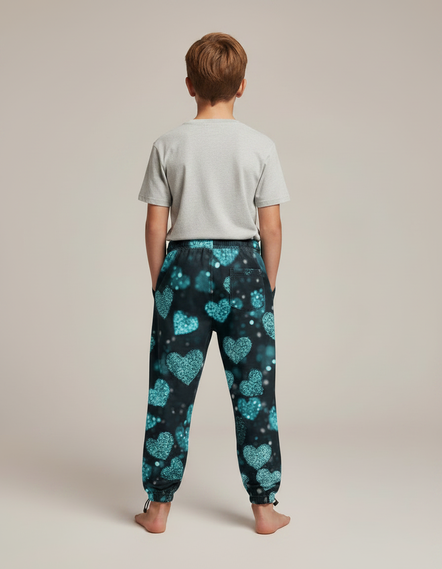 Pantalon Parachute Noir Cœurs Scintillants Garçon Décontracté - Polyester - vue 2