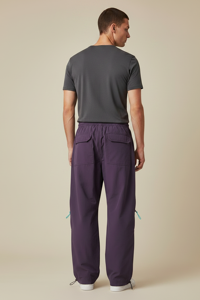 Pantalon Parachute Violet Ample Décontracté Homme Sport - Polyester - vue 2