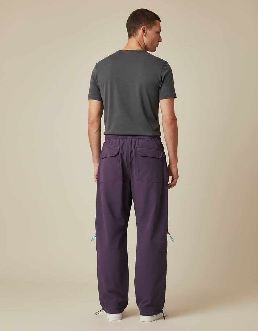 Pantalon Parachute Violet Ample Décontracté Homme Sport - Polyester - vue 2