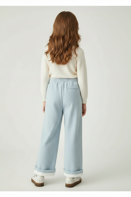 Pantalon Parachute Bleu Clair Ample Molletonné Fille - vue 2