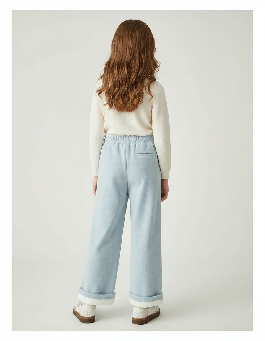Pantalon Parachute Bleu Clair Ample Molletonné Fille - vue 2