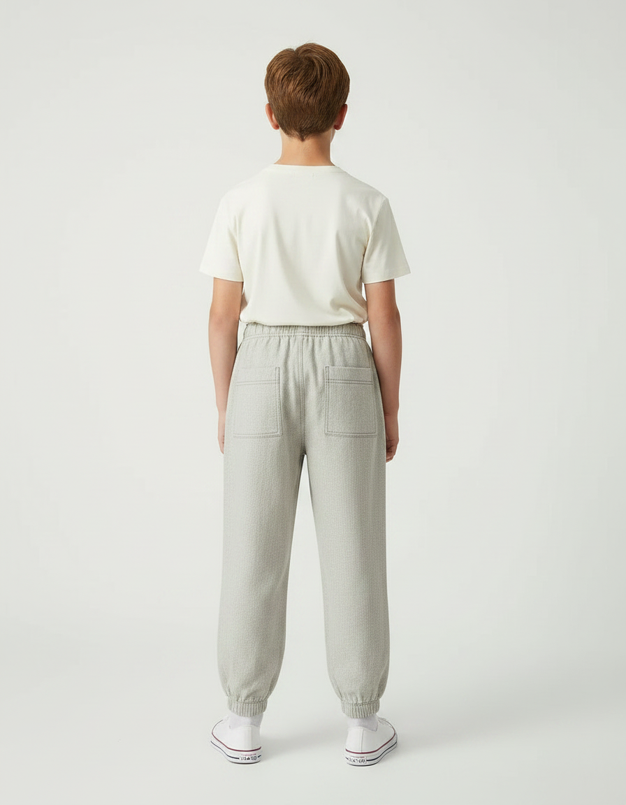 Pantalon Parachute Gris Clair Ample Coton Enfant - vue 2