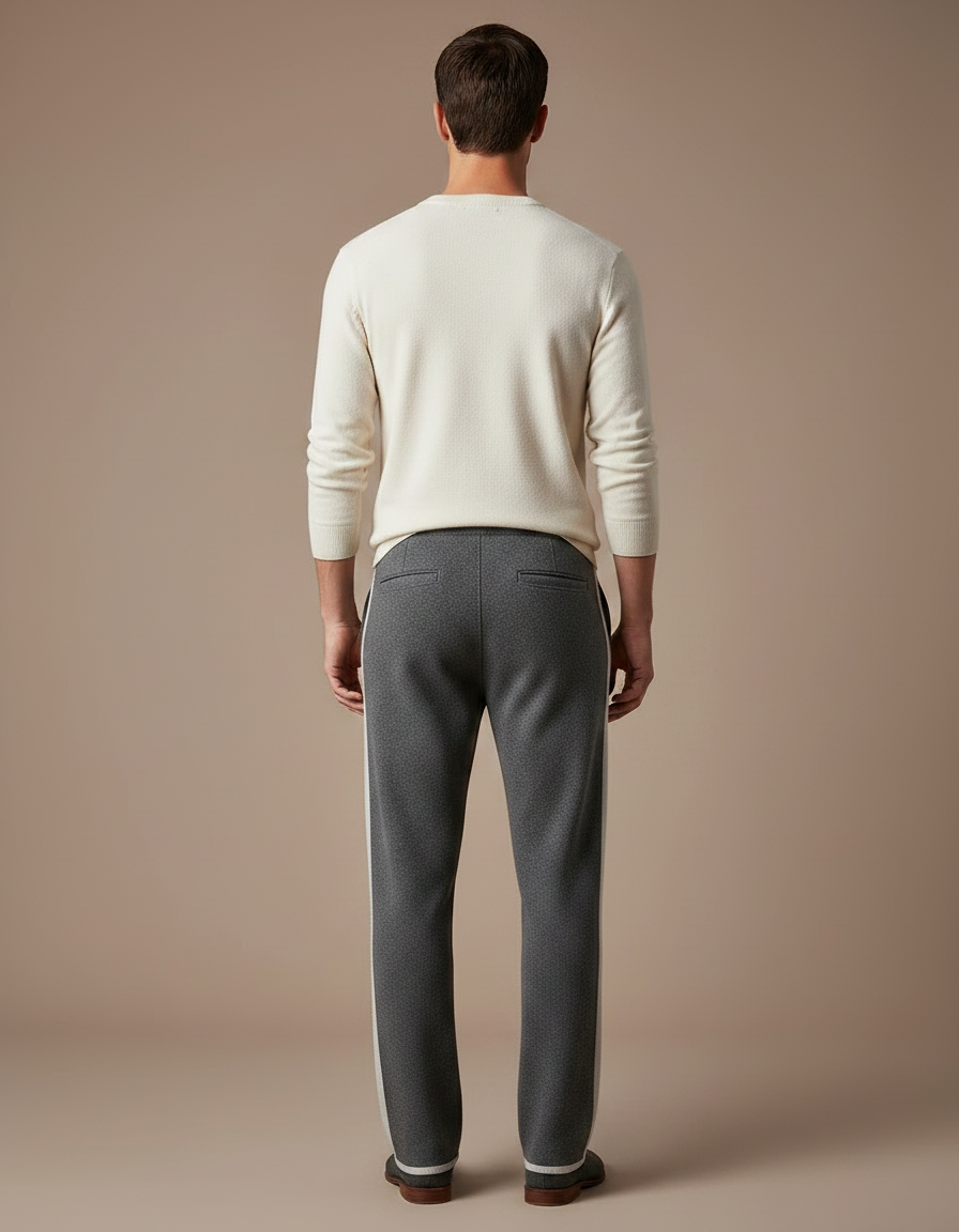 Pantalon Parachute Gris Laine Ample Décontracté Homme - vue 2