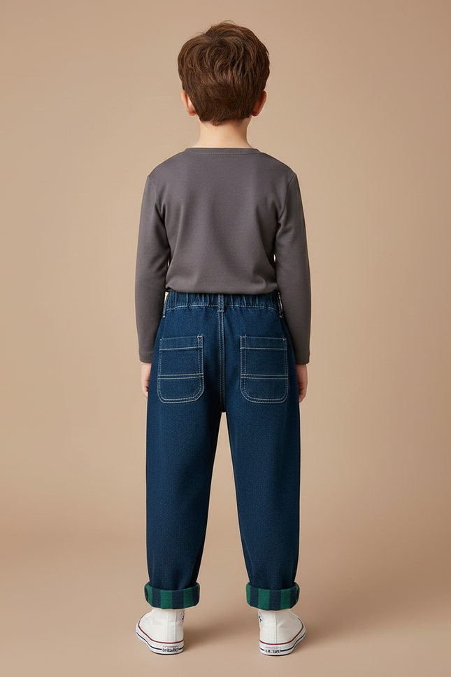 Pantalon Parachute Jean Ample Rayé Enfant Décontracté - Marine - vue 2